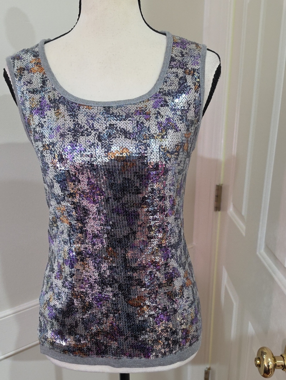 Once 1 Again Abstract Sequin Tank Top - Size S